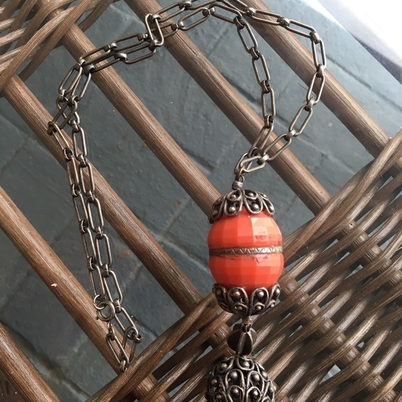 Vintage Chain Necklace with Round Bobble Pendant - Picture 1 of 6